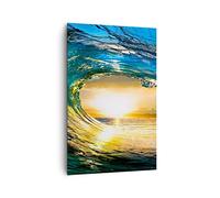 Cuadros Decoracion Salon Océano Ola Sol clima Lienzos decorativos 80x120cm Cuadro Sobre Lienzo Moderno Vertical Dormitorio Cocina Cuadros Pared Imágenes Wall Art Prints Decor Grande PA80x120-2779