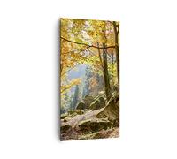 Cuadros Decoracion Salon Otoño montaña bosque naturaleza Lienzos decorativos 65x120cm Cuadro Sobre Lienzo Moderno Vertical Dormitorio Cuadros Pared Imágenes Wall Art Prints Decor Grande PA65x120-2713