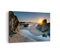 Cuadros Decoracion Salon Paisaje británico orilla costa Lienzos decorativos 120x80cm Cuadro Sobre Lienzo Moderno Dormitorio Cuadros Pared Imágenes Wall Art Prints Decor Grande XXL AA120x80-3174