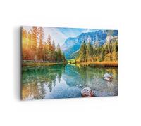 Cuadros Decoracion Salon Paisaje Montañas Amanecer Lienzos decorativos 120x80cm Cuadro Sobre Lienzo Moderno Dormitorio Cocina Cuadros Pared Imágenes Wall Art Prints Decor Grande XXL AA120x80-4456