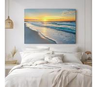 Cuadros Decoracion Salon Paisaje Playa Puesta De Sol Azul NaranjaLienzos Decorativos Cuadro Sobre Lienzo Moderno Dormitorio Cocina Pared Imágenes Wall Art Prints Decor Canvas 120 x 80 cm