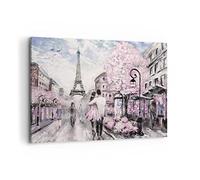 Cuadros Decoracion Salon París Camino Ilustración eiffle Lienzos decorativos 120x80cm Cuadro Sobre Lienzo Moderno Dormitorio Cuadros Pared Imágenes Wall Art Prints Decor Grande XXL AA120x80-3149