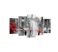 Cuadros Decoracion Salon Paris ciudad hogar Lienzos decorativos 160x85cm Cuadro Sobre Lienzo Moderno Dormitorio Cuadros Pared Imágenes Tríptico 5 Piezas Wall Art Prints Decor Grande XXL EA160x85-3942