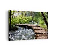 Cuadros Decoracion Salon Parque naturaleza verde árboles Lienzos decorativos 120x80cm Cuadro Sobre Lienzo Moderno Dormitorio Cuadros Pared Imágenes Wall Art Prints Decor Grande XXL AA120x80-0356