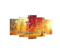 Cuadros Decoracion Salon parque otoño árbol Lienzos decorativos 160x85cm Cuadro Sobre Lienzo Moderno Dormitorio Cuadros Pared Imágenes Tríptico 5 Piezas Wall Art Prints Decor Grande XXL EA160x85-3654