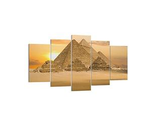 Cuadros Decoracion Salon Pirámide egipto desierto Lienzos decorativos 160x85cm Cuadro Sobre Lienzo Moderno Dormitorio Cuadros Pared Imágenes Tríptico 5 Piezas Wall Art Prints Grande XXL EA160x85-2196