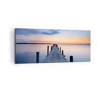 Cuadros Decoracion Salon Puesta del sol lago agua puente Lienzos decorativos 120x50cm Cuadro Sobre Lienzo Moderno Dormitorio Cocina Cuadros Pared Imágenes Wall Art Prints Decor Grande AB120x50-2508