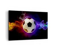 Cuadros Decoracion Salon Resumen bola llama fútbol Lienzos decorativos 120x80cm Cuadro Sobre Lienzo Moderno Dormitorio Cocina Cuadros Pared Imágenes Wall Art Prints Decor Grande XXL AA120x80-2111
