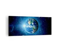 Cuadros Decoracion Salon Tierra universo estrellas galaxia Lienzos decorativos 120x50cm Cuadro Sobre Lienzo Moderno Dormitorio Cocina Cuadros Pared Imágenes Wall Art Prints Decor Grande AB120x50-2943
