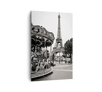 Cuadros Decoracion Salon Tiovivo Torre Eiffel Lienzos decorativos 80x120cm Cuadro Sobre Lienzo Moderno Vertical Dormitorio Cocina Cuadros Pared Imágenes Wall Art Prints Decor Grande PA80x120-5145