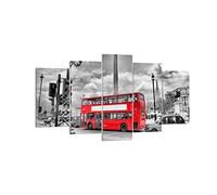 Cuadros Decoracion Salon Trafalgar square taxi londres Lienzos decorativos 160x85cm Cuadro Sobre Lienzo Moderno Dormitorio Cuadros Pared Tríptico 5 Piezas Wall Art Prints Grande XXL EA160x85-0488