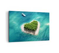 Cuadros Decoracion Salon Vela Isla Mar Vista Naturaleza Lienzos decorativos 120x80cm Cuadro Sobre Lienzo Moderno Dormitorio Cuadros Pared Imágenes Wall Art Prints Decor Grande XXL AA120x80-3129