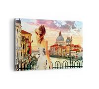 Cuadros Decoracion Salon Venecia puente agua Lienzos decorativos 120x80cm Cuadro Sobre Lienzo Moderno Dormitorio Cocina Cuadros Pared Imágenes Wall Art Prints Decor Canvas Grande XXL AA120x80-3495