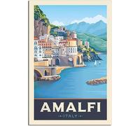 Cuadros decorativos Costiera Amalfitana Amalfi Italia Vintage cartel de viaje decoración del hogar pinturas decorativas carteles de pared Sin marco 40x60cm