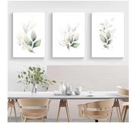 Cuadros decorativos de pared con motivos botánicos florales dorados y hojas verdes de Bohemia, pósteres para la decoración del hogar y la sala de estar (40x60cm/marco interno)