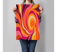 Cuadros Decorativos en Lienzo Estilo abstracto psicodélico, 90x60cm, Lienzo Decorativo con Patrón de remolino naranja, para Salón, Dormitorio y Comedor, Rosa, Sin Marco