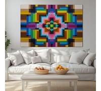 Cuadros decorativos Marrón Scuro Impreso en Lienzo 1 pieza, Lienzos Dormitorio Decoración Geométrico Fantasía Tradicional Vibrante Cuadros para Pasillo Oficina Comedor Baño (40 x 30 cm) con Marco