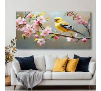 Cuadros decorativos modernos abstractos de gran tamaño con diseño de jilguero en flor, ideales para sala de estar o dormitorio Pinturas decorativas de gran tamaño (45 x 80 cm)