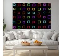 Cuadros decorativos Negro Impreso en Lienzo 1 pieza, Lienzos Dormitorio Decoración Fantasía Moderno Geométrico Bloques Cuadros para Pasillo Oficina Comedor Baño (120 x 80 cm) con Marco