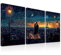 Cuadros Decorativos París, 3Pcs Decoración de Arte de Pared Paisaje, 60x80cm Cuadros Decoracion Salon Modernos con Marco, Pintura Lienzos Decorativos Dormitorio, Impermeable Wall Art para Salon, -1805
