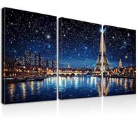 Cuadros Decorativos París, 3Pcs Decoración de Arte de Pared Paisaje, 60x80cm Cuadros Decoracion Salon Modernos con Marco, Pintura Lienzos Decorativos Dormitorio, Impermeable Wall Art para Salon, -1959