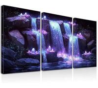 Cuadros Decorativos Zen, 3Pcs Decoración de Arte de Pared Cascada, 40x50cm Cuadros Decoracion Salon Modernos con Marco, Pintura Lienzos Decorativos Dormitorio, Impermeable Wall Art para Salon, -2327