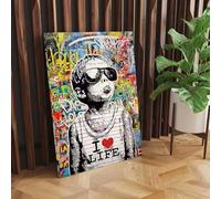 Cuadros e impresiones en lienzo de Banksy "El niño ama la vida", grafiti clásico, pósteres e impresiones para decoración del hogar (90x130cm, sin marco)