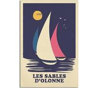 Cuadros en Lienzo Cartel de viaje vintage Les Sables-d'Olonne Sailing Pinturas decorativas Decoración de la habitación Arte mural Lona Hogar Sin marco 60x90cm