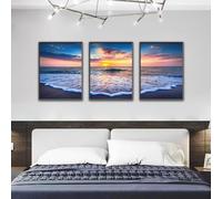 Cuadros en lienzo con imágenes de paisajes naturales, puestas de sol, arte mural, amaneceres, lagos y horizontes urbanos para la decoración de la sala de estar (50x70cm-3 piezas)