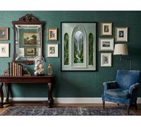 Cuadros En Lienzo De Pared,Moderna Póster De Cascada Natural Del Bosque,Ventanas De Relieve Nórdico Grande Arte Cuadros De Pared De Decoración Para Salón,Dormitorio,Sin Marco,Verde Salvia,50X70Cm