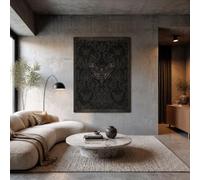 Cuadros En Lienzo De Pared, Moderna Póster De Polilla Calavera Gótica, Misteriosa Flor De Damasco Grande Arte Cuadros De Pared De Decoración Para Salón, Dormitorio, Sin Marco, Negro, 60X80Cm