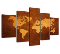 Cuadros en Lienzo Mapa del Mundo 160 x 80 cm Modelo Nr. 5508 XXL Las imágenes Estan Listas, enmarcadas en Marcos de Madera auténtica. El diseño de la impresión artística como un Mural Enmarcado.