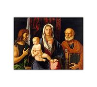 Cuadros Famosos Laminas Giovanni Bellini"Madonna and child with saint john the baptist and saint peter" Imprimir en lienzo-Cuadros De Pared Sala-Reproducción de pinturas famosas 30x42cm Sin marco