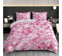 Cuadros GeoméTricos CláSicos Funda Nórdica Doble Juego De Ropa De Cama 220x220 cm Cama 135 cm Rosa Microfibra Cepillada Suave Fundas Nórdicas para Niños Adulto Adolescente