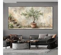 Cuadros modernos abstractos de olivos en maceta, láminas realistas sobre lienzo con motivos vegetales para la decoración del salón (70x140cm/sin marco).