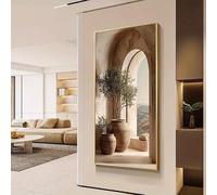 Cuadros modernos en lienzo enmarcados, listos para colgar. Pintura sobre lienzo con arco de olivo, ideal para sala de estar o como póster decorativo para el hogar (55 x 110 cm/sin marco).