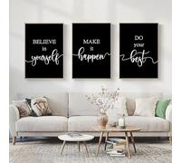 Cuadros nórdicos modernos con citas inspiradoras minimalistas en negro, arte de pared, impresión en lienzo, pósteres para decoración del hogar y sala de estar, 50 x 70 cm, 3 piezas, sin marco