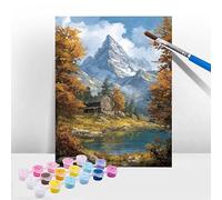 Cuadros para Pintar por Numeros Adultos Naturaleza, Pintar por Numeros Niños Paisaje, Manualidades Adultos DIY Painting by Numbers Kit con Pinceles y Pigmento, Decoración para el Hogar 50x70cm T-1100