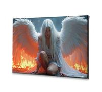 Cuadros para sala de estar, ángel en llamas: una visión misteriosa, lienzo decorativo, decoración de comedor, decoración de baño (30 x 40 cm)