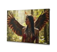 Cuadros para sala de estar, diseño de ángel en el bosque: un encuentro místico, lienzo decorativo para comedor, decoración de baño (40 x 60 cm)
