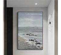 Cuadros Pintados A Mano Sobre Lienzo,Gran Pintura Mural Original Olas Playa Naturaleza Paisaje Pintura Mural Pintada A Mano Pintura Al Óleo Sin Marco Moderna Obra De Arte Con Textura Para Sala De E