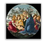 Cuadros religiosos "Madonna adorando al niño con cinco ángeles" Arte de pared famoso gi Impresión en Lienzo Obra de arte moderna religiosa para decoración de sala de estar 40x40cm Sin marco