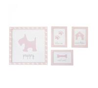 Cuadros set de 4 infantiles mdf rosa 22x16cm/38x40cm