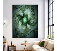 Cuadros Sin Marco, Remolino Trébol Abstracto Cuadros Decoracion Salon, Verde Esmeralda Geometría Fantasía Neutros Pintura Sobre Lienzo Póster Para Dormitorios Pasillo Decoracion Pared Casa 50X70Cm