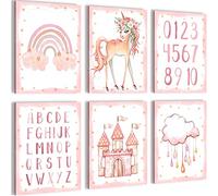 Cuadros Unicornio - Cuelgue su cuadro al instante - Elegante, no necesita marco - Sala De Niña De Guardería - Rosa - N016765a