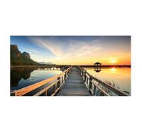 Cuadros y LáMinas Madrid Puentes de puesta de sol Paisaje de lago de madera Carteles e impresiones Pintura en lienzo Cuadro de arte de pared para sala de estar 60x120cm (24x47in) Sin marco