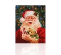 Cuadros y lienzo moderno para colgar retrato de Papá Noel Decoración de Navidad - Impresión sobre lienzo navideño adornos navideños 30 x 40 cm