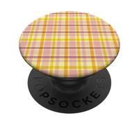 Cuadros y Rayas a Cuadros en Amarillo, Morado, Rosa PopSockets PopGrip Adhesivo
