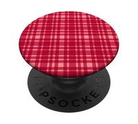 Cuadros y Rayas Tradicionales a Cuadros en Rosa y Rojo PopSockets PopGrip Adhesivo