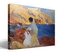 cuadrosfamosos.es Clotilde y Elena en las Rocas, Jávea | Joaquín Sorolla | Luminismo | Cuadro Canvas Wall Art | Impresión Gi lienzo algodón puro | Bastidor 3cm | 70x95cm